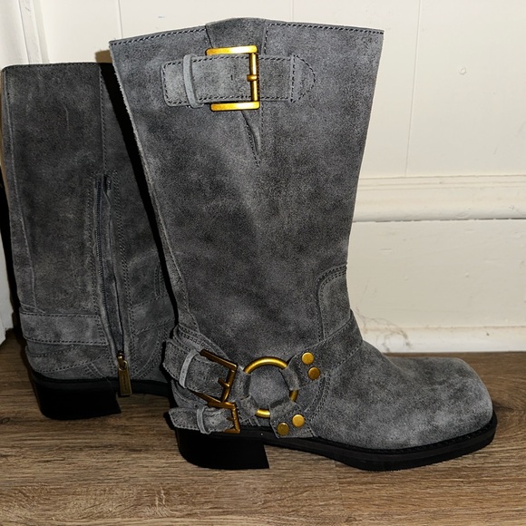 Michael Kors Gray Suede Combat Boots - Picture 1 of 5